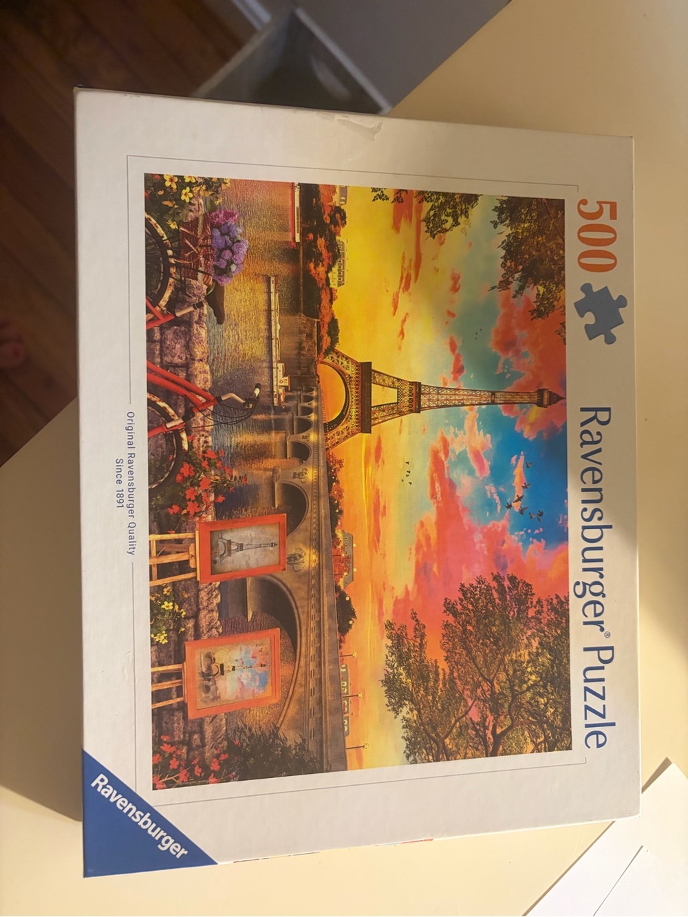 Ravensburger Sunset Eiffel Tower Puzzle - Blue, Orange, Yellow, Pink
